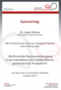 26.01.2012: Vortrag Dr. Geert Brône (Katholieke Universiteit Leuven)