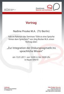 13.01.2011: Vortrag Nadine Proske M.A. (Berlin)