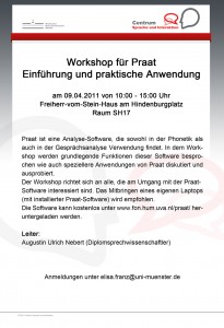 09.04.2011: Workshop für Praat – Einführung und praktische Anwendung