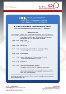 06.-07. Oktober 2011: II. Arbeitstreffen des DFG-Netzwerks „Empirische Erforschung internetbasierter Kommunikation“