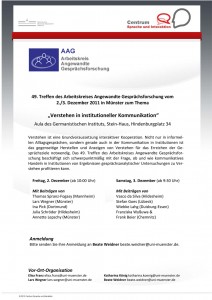 02.-03. Dezember 2011: 49. Treffen des Arbeitskreises Angewandte Gesprächsforschung (AAG)